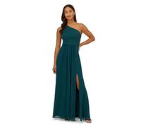 Adrianna Papell Women's One Shoulder Chiffon Gown Special Occasion Dress, Hunter, 14