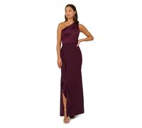 Adrianna Papell Womens One Shoulder Satin Crepe Gown, Bordeaux Glow, 6 Plus