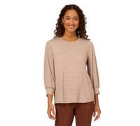 Adrianna Papell Women's Print Knit Pleated Trapeze Top, Cocoa/Ivory Micro Dot, Small