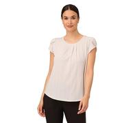 Adrianna Papell Women's Printed Petal Sleeve Knit Top, Ivory/Black Seed Dot, M