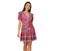 Adrianna Papell Women's Printed Short Flounce Dress, Hot Pink Multi, 14