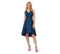 Adrianna Papell Women's Ruffle Jacquard Dress, Blue Multi, 12