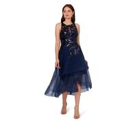 Adrianna Papell Women's Sequin Combo High-Low Dress, Navy/Black, 10