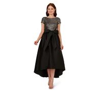Adrianna Papell Women's Sequin High-Low Dress, Black/Gunmetal, 14