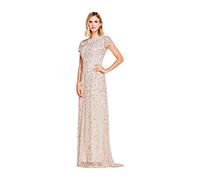 Adrianna Papell Women's Short-Sleeve All Over Sequin Gown, Blush, 24