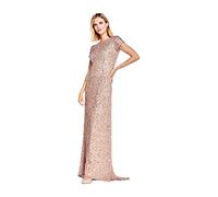 Adrianna Papell Women's Short-Sleeve All Over Sequin Gown短袖全身亮片礼服kurzärmliges Kleid Mit Pailletten Dress, Rosegold, 10