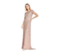 Adrianna Papell womens91874600Short-sleeve All Over Sequin Gown Short-Sleeve Dress - Bronze - 14