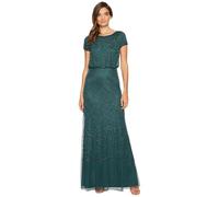 Adrianna Papell Womens Short Sleeve Blouson Beaded Gown