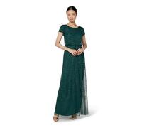 Adrianna Papell Women's Short Sleeve Blouson Beaded Gown Dress, Dusty Emerald, 18