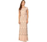 Adrianna Papell Women's Short Sleeve Blouson Beaded Gown Special Occasion Dress