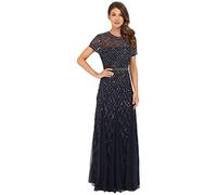 Adrianna Papell Women's Short-Sleeve Grid Beaded Gown Dress