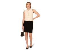 Adrianna Papell Women's Sleeveless Button Front Knit Tweed Cardigan Vest With Fringe in White | Size: Large