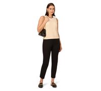 Adrianna Papell Women's Sleeveless Contrast Whipstitch Open Weave Crew Neck Sweater in Black | Size: XS