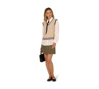 Adrianna Papell Womens Tie Neck Sweater Twofer - Beige - Size Medium