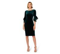 Adrianna Papell Women's Velvet Bell Sleeve Short Dress, Hunter, 12