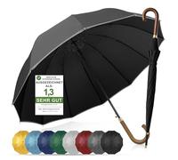 ADRIANO PORCARO® - Automatic umbrella - windproof wooden umbrella - 12-fold fibre braces - large stable and wind-resistant storm proof - 115 cm diameter