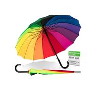 ADRIANO PORCARO® Unisex® Automatic Stick Umbrella, Rainbow, Windproof, 16-Way Brace, Large, Stormproof & Stable Wind Resistant (Rainbow), rainbow 120cm, XXL