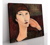 Adrienne by Amedeo Modigliani Classic Painting Canvas Wall Art Print Ready to Hang, Framed Picture for Living Room Bedroom Home Office Décor, 35x35 cm (14x14 Inch)