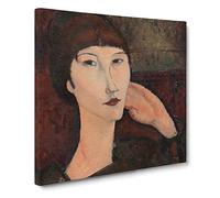 Adrienne by Amedeo Modigliani Classic Painting Canvas Wall Art Print Ready to Hang, Framed Picture for Living Room Bedroom Home Office Décor, 20x20 Inch (50x50 cm)