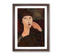 Adrienne By Amedeo Modigliani Classic Painting Framed Wall Art Print, Ready to Hang Picture for Living Room Bedroom Home Office Décor, Walnut A3 (34 x 46 cm)