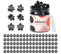 ADRIONE Mini Black Flower Hair Claw Clips - 100 Bulk Pack Small Tiny Floral Jaw Clip for Women, Girls, Kids, Baby & Toddlers - Little Micro Plastic Hair Claws for Thick, Thin, Fine, Short Hair & Bangs
