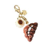 Adrosstoller Portable Coffee Cup and Bread Wallet Accessory Fashionable Keychain Pendant Stylish Bag Ornament for Fashion Enthusiasts, Croissant Coffee 1, as described