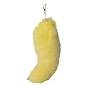 Adrosstoller Portable Keychain Pendant with Foxes Tail Enhancement Dainty Hangings Decoration, Yellow, as described