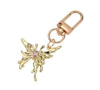 Adrosstoller Sparkling Large Butterfly Keyring with Unique Resin Pendant Keychain for Women, Pink Diamond Gold Bu, as described