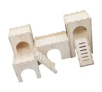 Adrosstoller Tiny Hamster Mazes Wood Houses Fun Slide Houses Double Deck Huts with Window for Dwarf Hamsters and Small Rodents