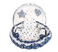 AD's Cuddle Premium Baby Nest Pod with Mosquito Net & Bedding Set, 100% Cotton, 0-12 Months, with Bolsters, Pillows and Mosquito Net (5 color) (Navy blue)