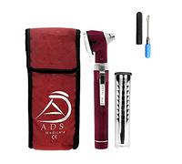 ADS Medicare Mini Otoscope ENT Optical Fibre LED Illumination Medical Diagnostic Examination CE Approved with Complimentary Ear Cleaner & Spare Bulb (Burgandy)