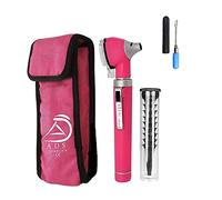 ADS Medicare Mini Otoscope ENT Optical Fibre LED Illumination Medical Diagnostic Examination CE Approved with Complimentary Ear Cleaner & Spare Bulb (Pink)