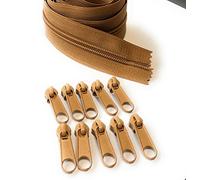 ADS Zipper Continuous Nylon No.5 Zip with Sliders #5 Chain Zipper on Roll with 10 Pullers (Brown (Gold - 284), 196.8" - 5 metre)