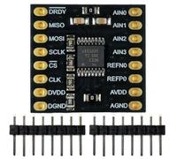 ADS1220 24-Bit ADC Converter Module, Immersion Gold PCB, 4 Channel, 2-kSPS, SPI Interface, 3.3V/5V Logic Compatible, Analog-to-Digital Converter