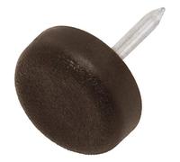 Adsamm® / 100 x Glides in plastic with nail | Ø 0,59'' (Ø 15 mm) | brown | round | Premium quality furniture sliders with nail by Adsamm®