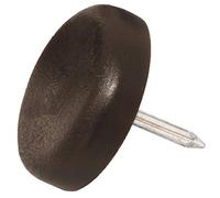 Adsamm® / 100 x Glides in plastic with nail | Ø 0,87'' (Ø 22 mm) | brown | round | Premium quality furniture sliders with nail by Adsamm®