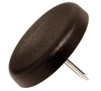 Adsamm® / 100 x Glides in plastic with nail | Ø 1,18'' (Ø 30 mm) | brown | round | Premium quality furniture sliders with nail by Adsamm®