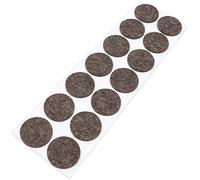 Adsamm® / 14 x self-adhesive wool felt pads / brown / Ø 32 mm / round / 3 mm thick extra soft natural stick-on felt furniture glides / furniture protective pads