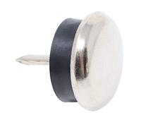 Adsamm® / 32 x Glides in metal with nail and rubber cushion | Ø 0,79'' (Ø 20 mm) | silver | round | Premium quality furniture sliders with nail and bumper by Adsamm®