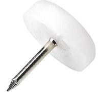 Adsamm® / 32 x Glides in plastic with nail | Ø 0,71'' (Ø 18 mm) | white | round | Premium quality furniture sliders with nail by Adsamm®