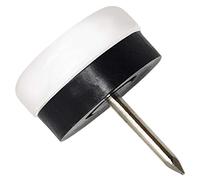 Adsamm® / 32 x Glides in plastic with nail and rubber cushion | Ø 0,79'' (Ø 20 mm) | white | round | Premium quality furniture sliders with bumper and nail by Adsamm®