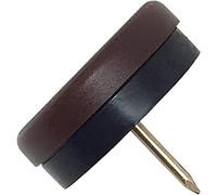 Adsamm® / 32 x Glides in plastic with nail and rubber cushion | Ø 1,18'' (Ø 30 mm) | brown | round | Premium quality furniture sliders with bumper and nail by Adsamm®