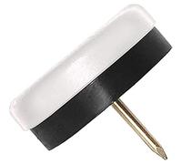 Adsamm® / 32 x Glides in plastic with nail and rubber cushion | Ø 1,18'' (Ø 30 mm) | white | round | Premium quality furniture sliders with bumper and nail by Adsamm®
