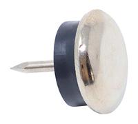 Adsamm® / 4 x Glides in metal with nail and rubber cushion | Ø 0,71'' (Ø 18 mm) | silver | round | Premium quality furniture sliders with nail and bumper by Adsamm®