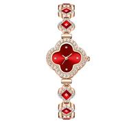 ADSBIAOYE Luxury Women Wrist Watches Unique Rose Gold Diamond Bracelet Watch Fashion Dress Quartz Watches for Women Gift, 01 red, Fashion decoration
