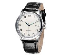 ADSBIAOYE Men's Simple Luxury Hollow Out Automatic Mechanical Calendar Watch, White, Fashionable