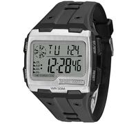 ADSBIAOYE Square Mens Digital Watch Outdoor Sports Multi-Function Watch LED Waterproof Chronograph Electronic Watches, men-silver, Business, leisure, outdoor sports, tourism and adventure