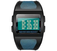 ADSBIAOYE Square Mens Digital Watch Outdoor Sports Multi-Function Watch LED Waterproof Chronograph Electronic Watches, 01 blue, Business, leisure, outdoor sports, tourism and adventure