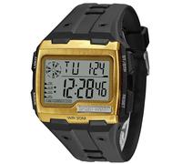 ADSBIAOYE Square Mens Digital Watch Outdoor Sports Multi-Function Watch LED Waterproof Chronograph Electronic Watches, men-gold, Business, leisure, outdoor sports, tourism and adventure