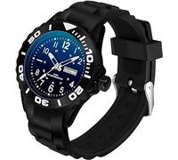 ADSBIAOYE Unisex Wrist Watch Sport Style Dual Time Zone with Date Watch Rubber Strap Simulated Quartz Luminous 50M Water Resistant Watch, 01 black, Outdoor sports, tourism and adventure